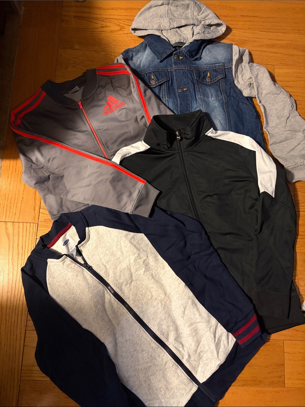 adidas Gray and Red Athletic Zip Jacket with Logo